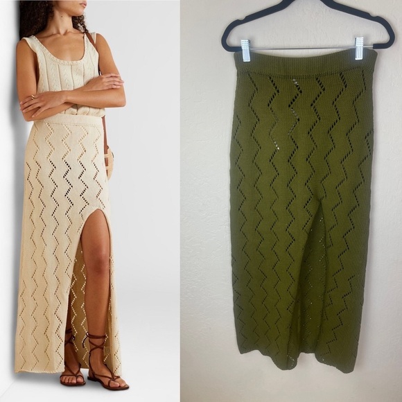 NWT Savannah Morrow Lauryn Pointelle-Knit Crochet Skirt, size Medium - Picture 1 of 9